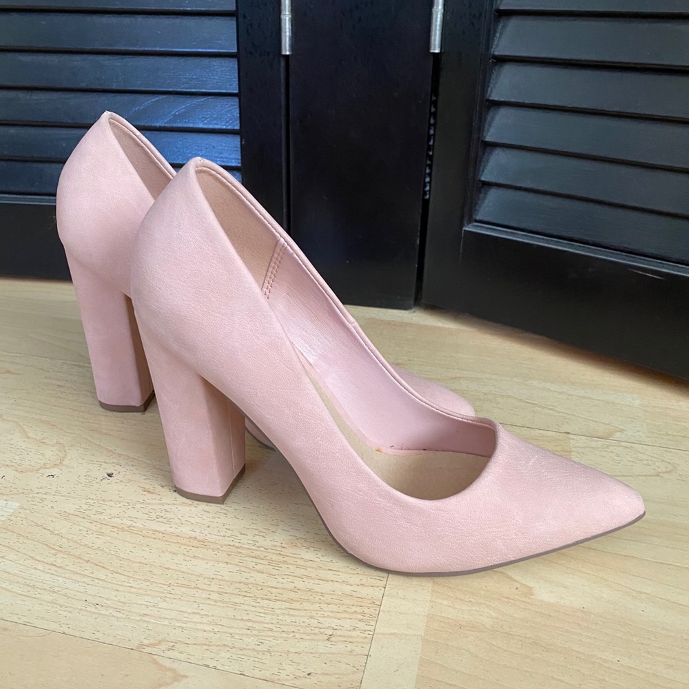 Baby pink high heels